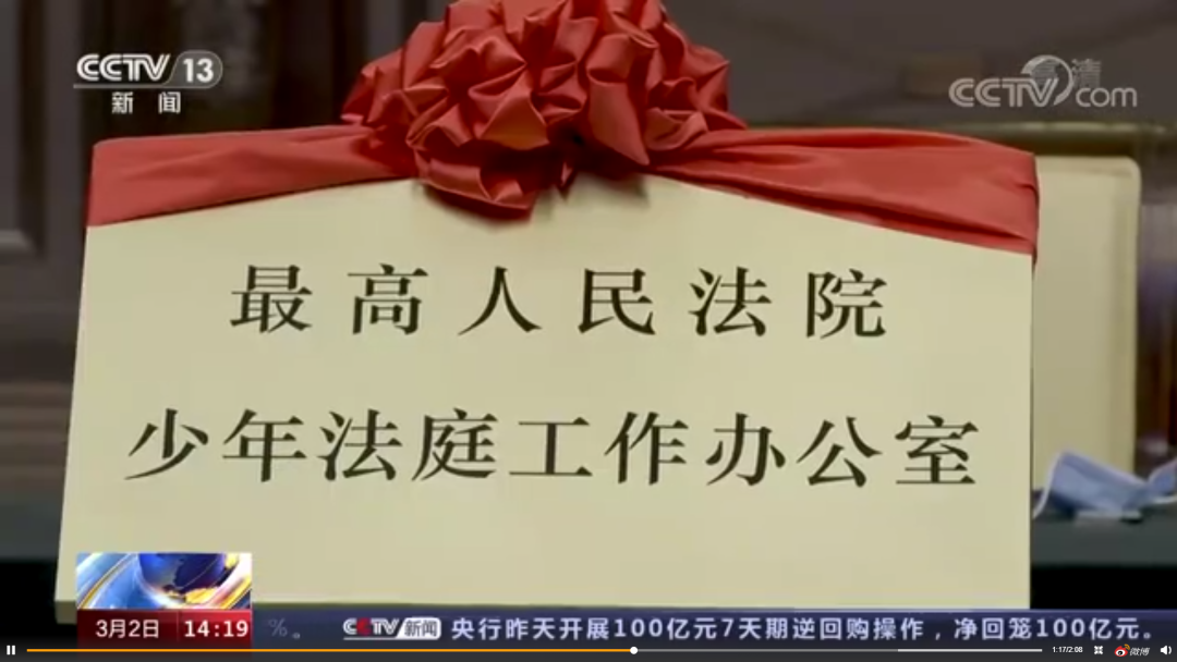 最高人民法院少年法庭工作办公室挂牌